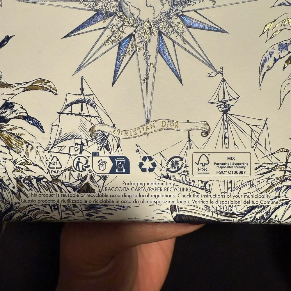 Dior Box with Blue and Gold Floral Design